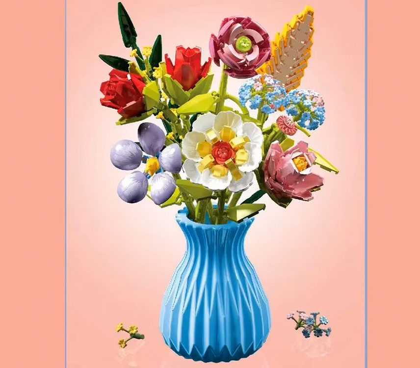 Jokomisiada Technical blocks SERIES: Bouquet of 8 wildflowers in a vase 691 pieces ZA5892