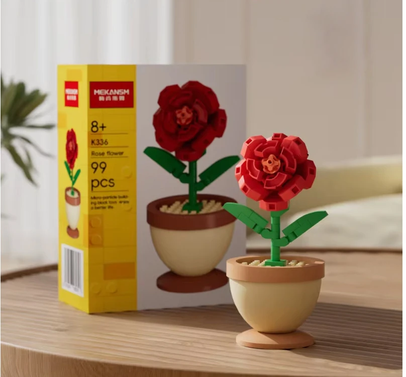 Jokomisiada Technical blocks Series: Flowers in a mini pot Raudonas ROSE 99pcs ZA6289 B