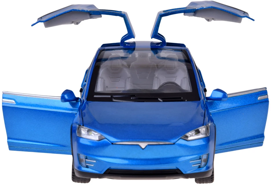 Jokomisiada Tesla Model X RC 1:22 Die-Cast Remote-Controlled Car with LED Lights and Smoke Effect RC0772