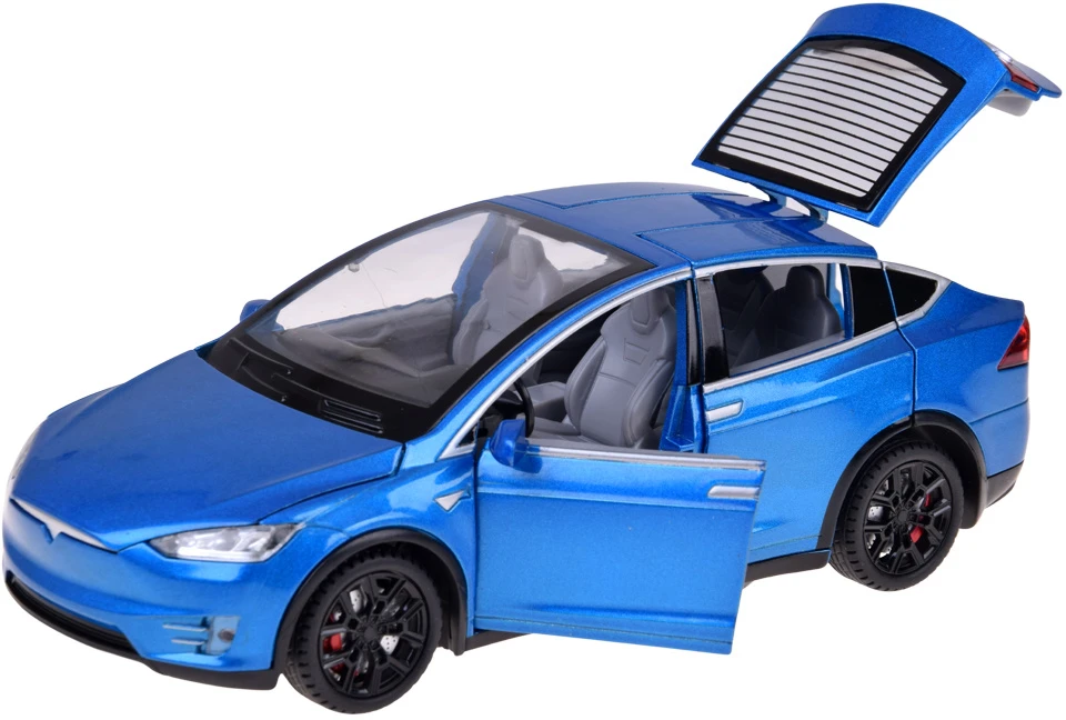 Jokomisiada Tesla Model X RC 1:22 Die-Cast Remote-Controlled Car with LED Lights and Smoke Effect RC0772