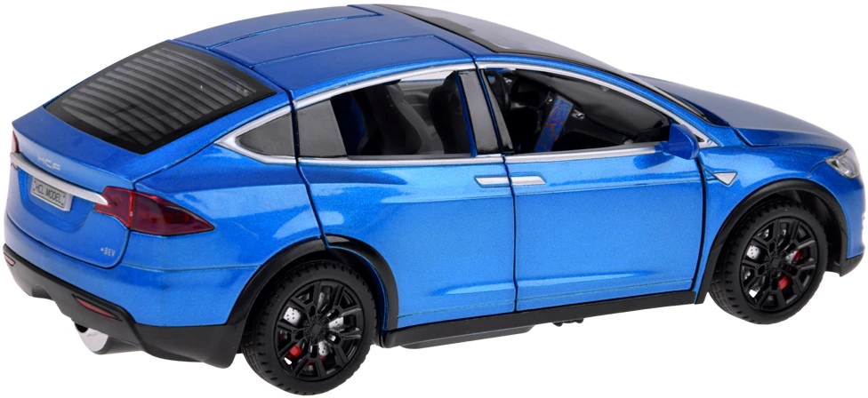 Jokomisiada Tesla Model X RC 1:22 Die-Cast Remote-Controlled Car with LED Lights and Smoke Effect RC0772