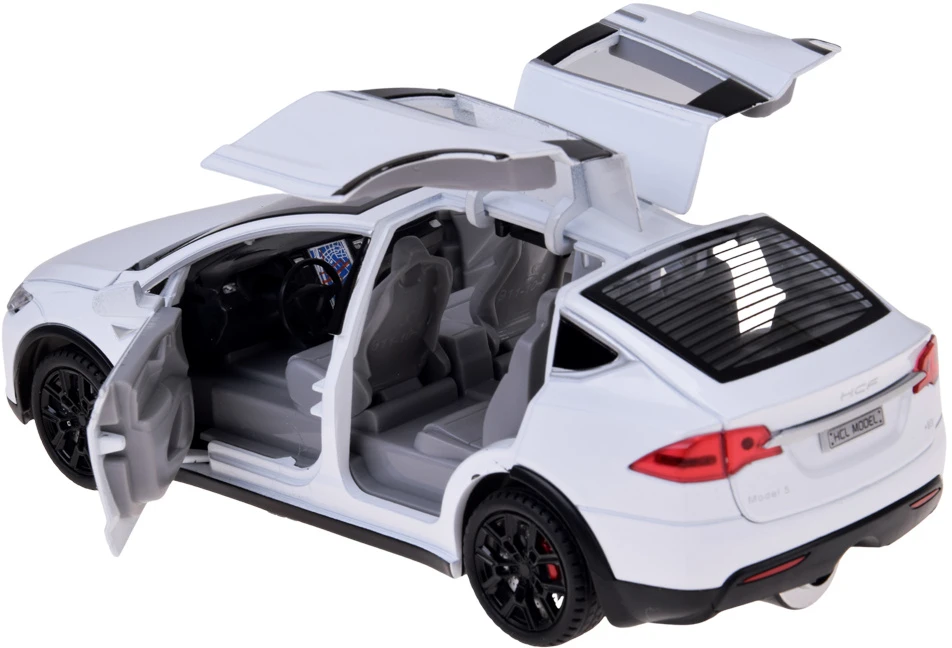 Jokomisiada Tesla Model X RC 1:22 Die-Cast Remote-Controlled Car with LED Lights and Smoke Effect RC0772