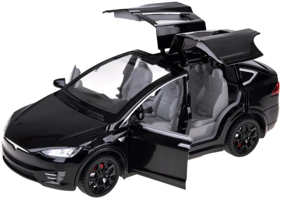 Jokomisiada Tesla Model X RC 1:22 Die-Cast Remote-Controlled Car with LED Lights and Smoke Effect RC0772