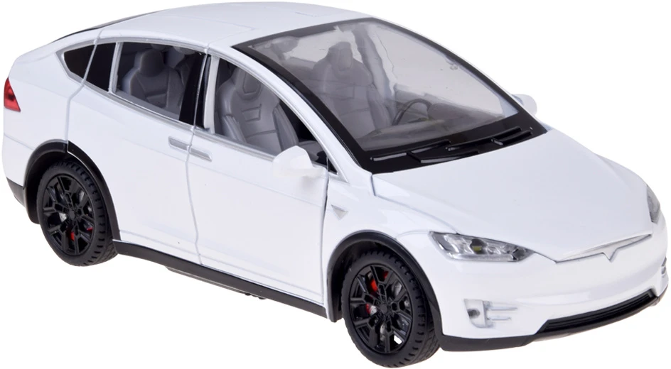Jokomisiada Tesla Model X RC 1:22 Die-Cast Remote-Controlled Car with LED Lights and Smoke Effect RC0772