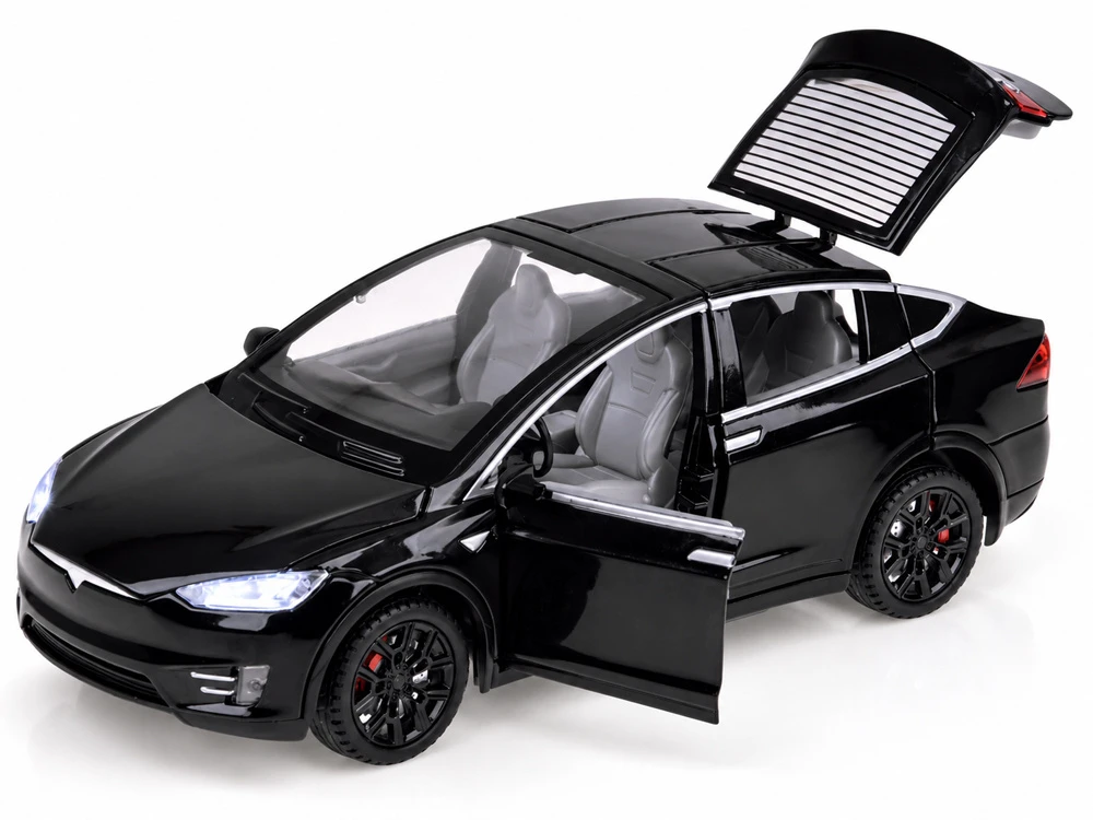 Jokomisiada Tesla Model X RC 1:22 Die-Cast Remote-Controlled Car with LED Lights and Smoke Effect RC0772