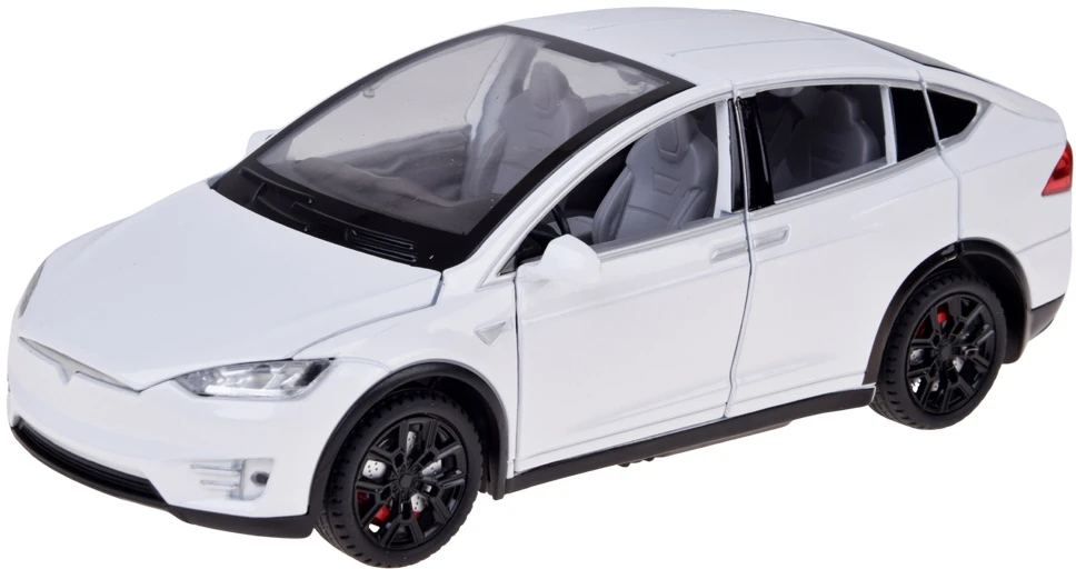 Jokomisiada Tesla Model X RC 1:22 Die-Cast Remote-Controlled Car with LED Lights and Smoke Effect RC0772