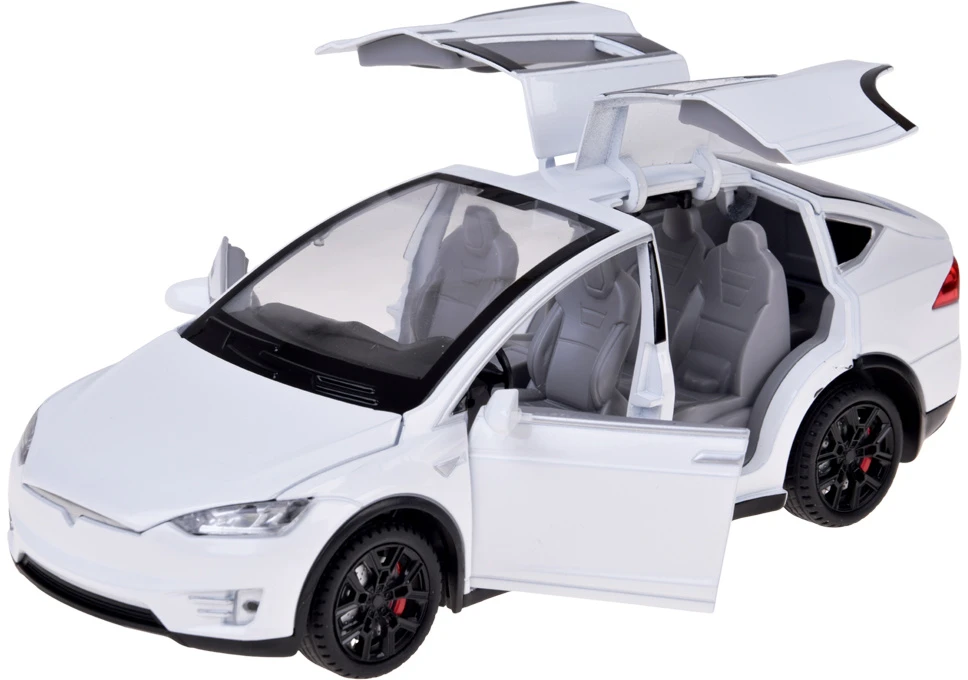 Jokomisiada Tesla Model X RC 1:22 Die-Cast Remote-Controlled Car with LED Lights and Smoke Effect RC0772