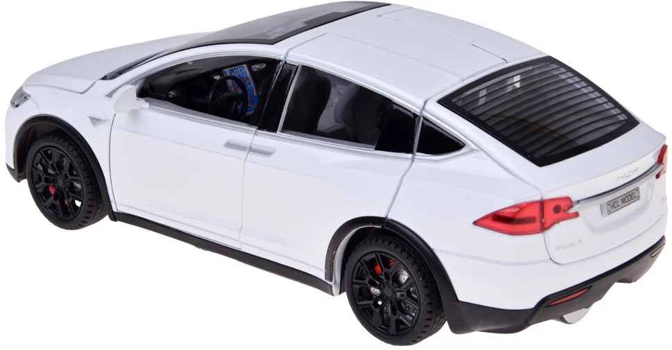 Jokomisiada Tesla Model X RC 1:22 Die-Cast Remote-Controlled Car with LED Lights and Smoke Effect RC0772