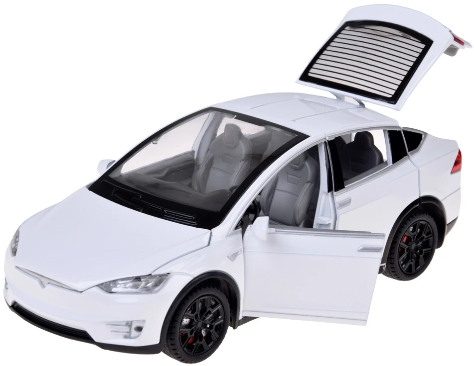 Jokomisiada Tesla Model X RC 1:22 Die-Cast Remote-Controlled Car with LED Lights and Smoke Effect RC0772