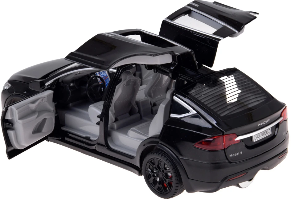 Jokomisiada Tesla Model X RC 1:22 Die-Cast Remote-Controlled Car with LED Lights and Smoke Effect RC0772