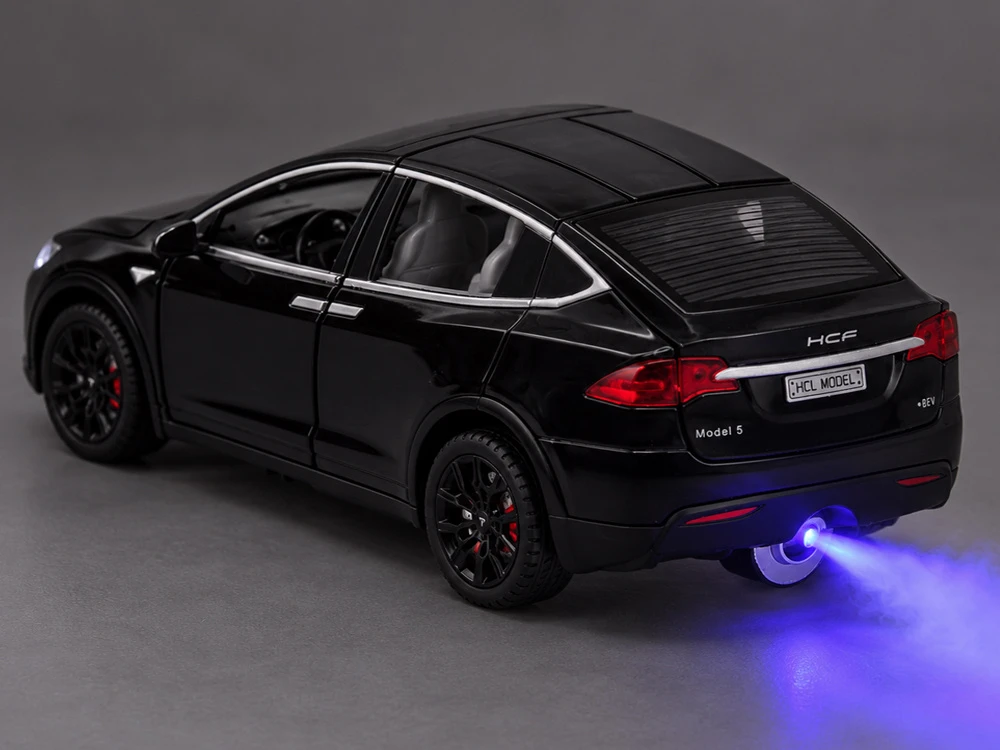Jokomisiada Tesla Model X RC 1:22 Die-Cast Remote-Controlled Car with LED Lights and Smoke Effect RC0772
