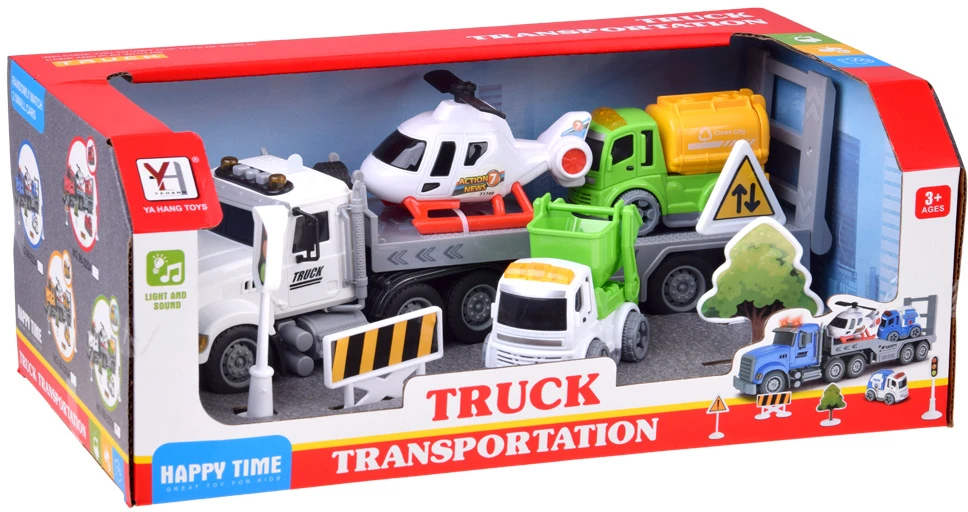 Jokomisiada Tow truck Helicopter Dump truck Concrete mixer VEHICLE SET + road accessories ZA6597