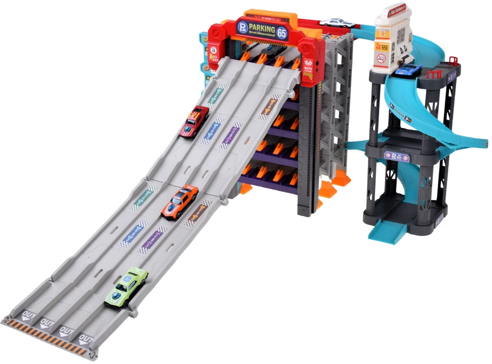 Jokomisiada Two-story car garage 4 in 1, launcher, parking, elevator, station + 8x vehicles ZA6353