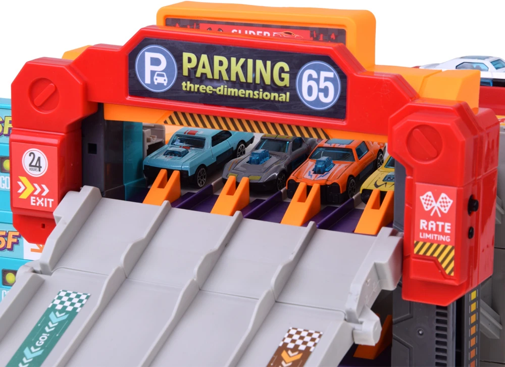 Jokomisiada Two-story car garage 4 in 1, launcher, parking, elevator, station + 8x vehicles ZA6353