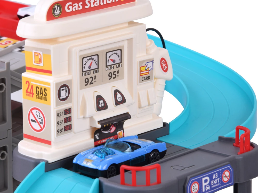 Jokomisiada Two-story car garage 4 in 1, launcher, parking, elevator, station + 8x vehicles ZA6353