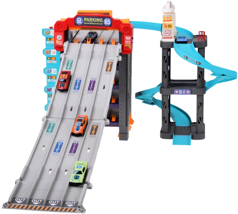 Jokomisiada Two-story car garage 4 in 1, launcher, parking, elevator, station + 8x vehicles ZA6353