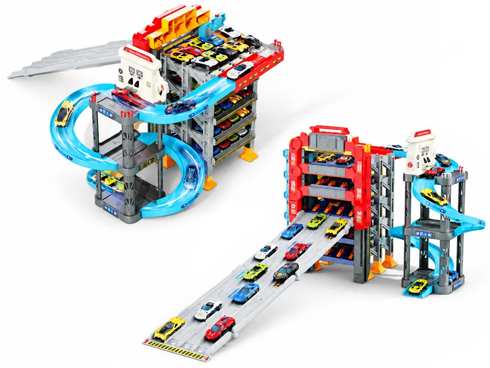 Jokomisiada Two-story car garage 4 in 1, launcher, parking, elevator, station + 8x vehicles ZA6353