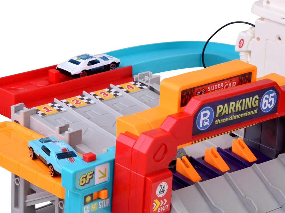 Jokomisiada Two-story car garage 4 in 1, launcher, parking, elevator, station + 8x vehicles ZA6353