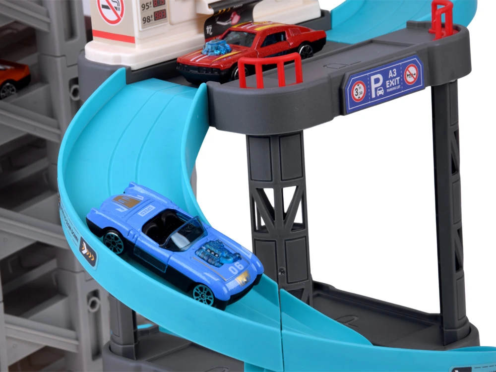 Jokomisiada Two-story car garage 4 in 1, launcher, parking, elevator, station + 8x vehicles ZA6353