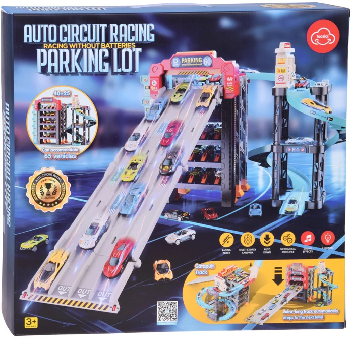Jokomisiada Two-story car garage 4 in 1, launcher, parking, elevator, station + 8x vehicles ZA6353
