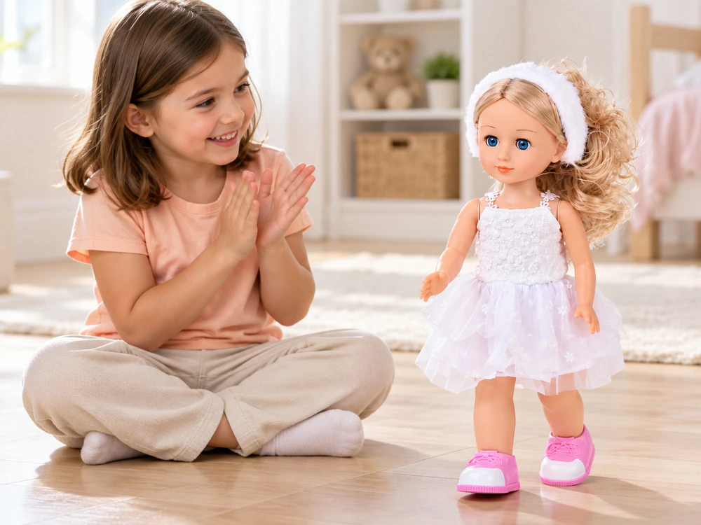 Jokomisiada Vaikštanti ir dainuojanti lėlė – plokite rankomis! Baltas BALLERINA ZA6359