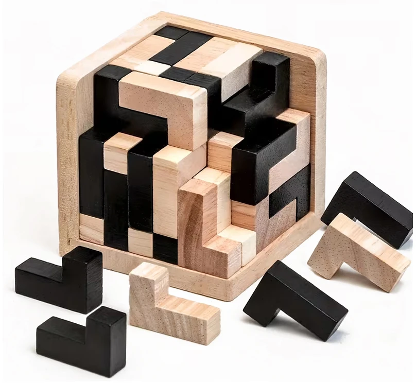 Dėlionė Jokomisiada Wooden 3D Logic Cube Spatial Puzzle Brain Teaser ZA6610