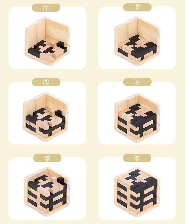 Dėlionė Jokomisiada Wooden 3D Logic Cube Spatial Puzzle Brain Teaser ZA6610