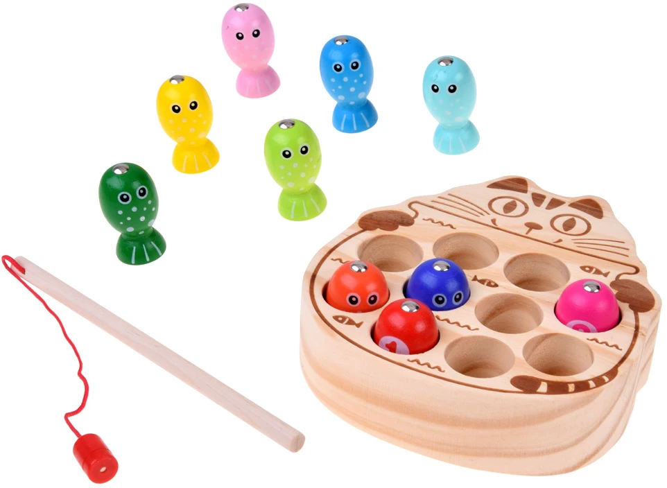 Jokomisiada Wooden arcade game FISHING - magnetic fishing rod 13 pieces ZA6568