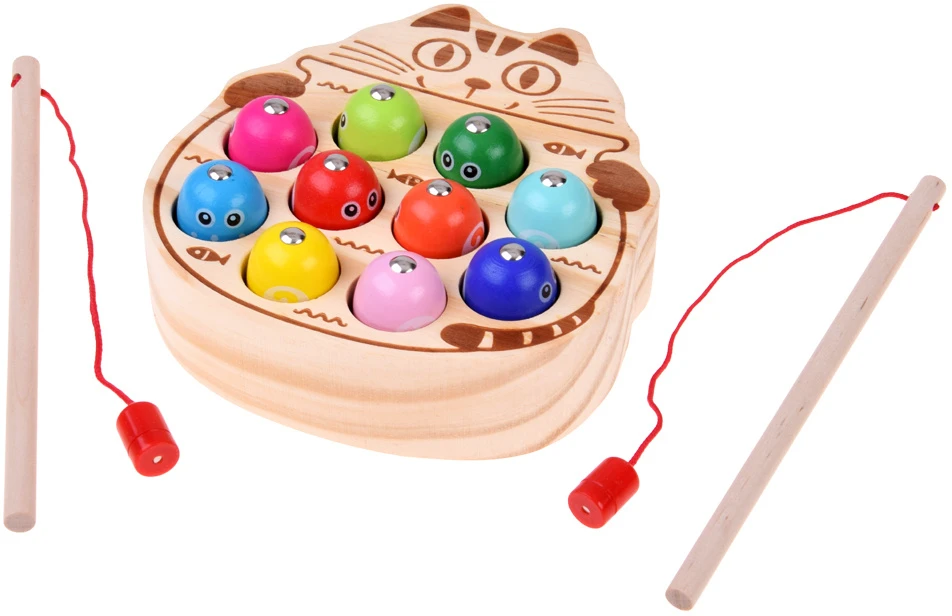 Jokomisiada Wooden arcade game FISHING - magnetic fishing rod 13 pieces ZA6568