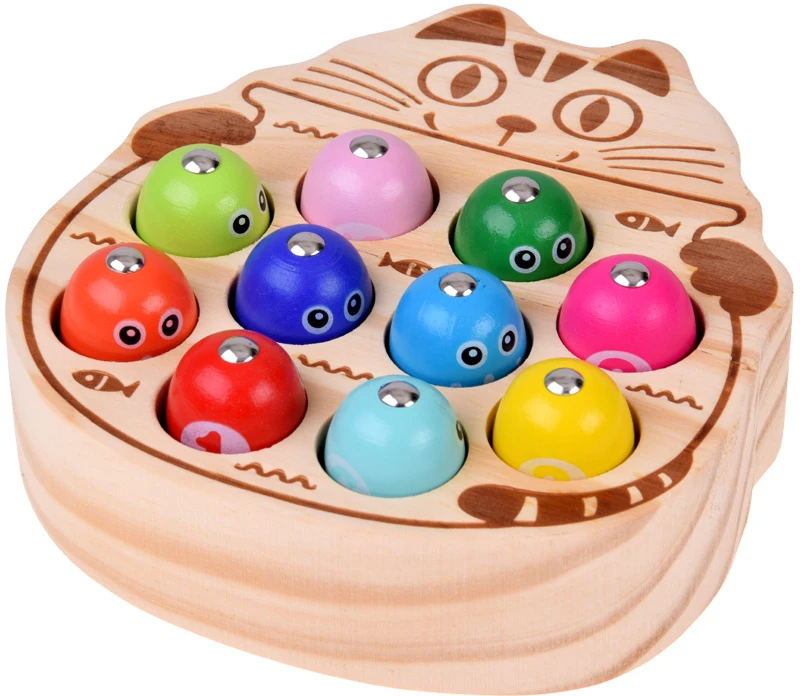 Jokomisiada Wooden arcade game FISHING - magnetic fishing rod 13 pieces ZA6568