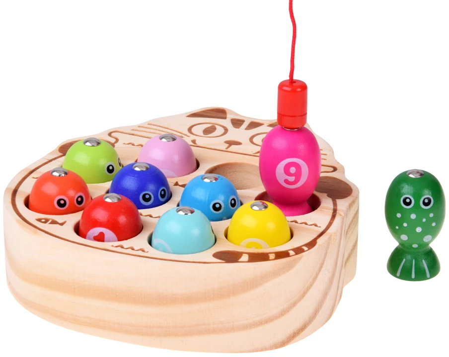 Jokomisiada Wooden arcade game FISHING - magnetic fishing rod 13 pieces ZA6568