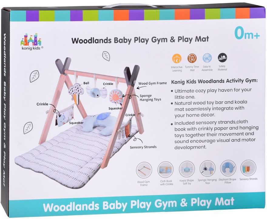 Jokomisiada Wooden Baby Gym Educational Play Mat for Infants ZA5882