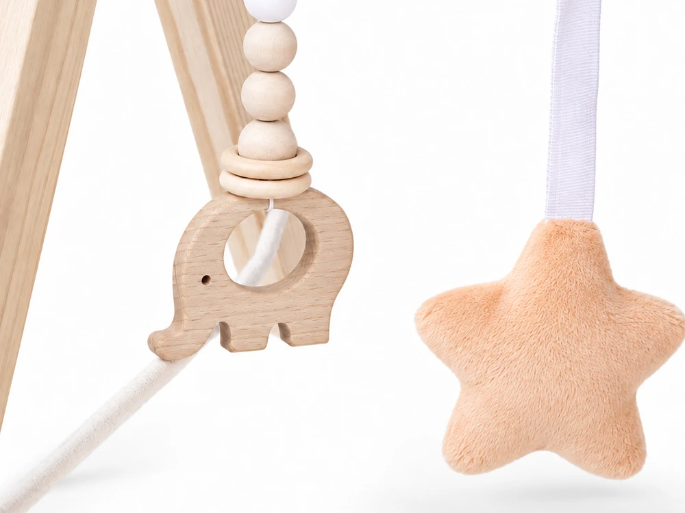Jokomisiada Wooden Baby Gym with 5 Hanging Toys for Infants ZA6490