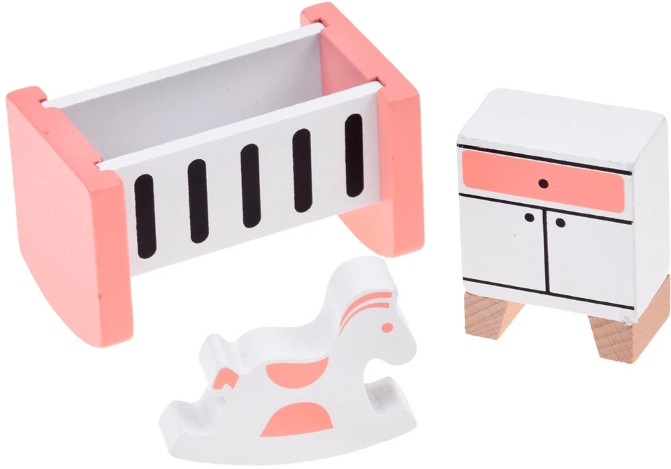 Jokomisiada Wooden Dollhouse Furniture, 34-Piece Home Furnishing Set ZA6358