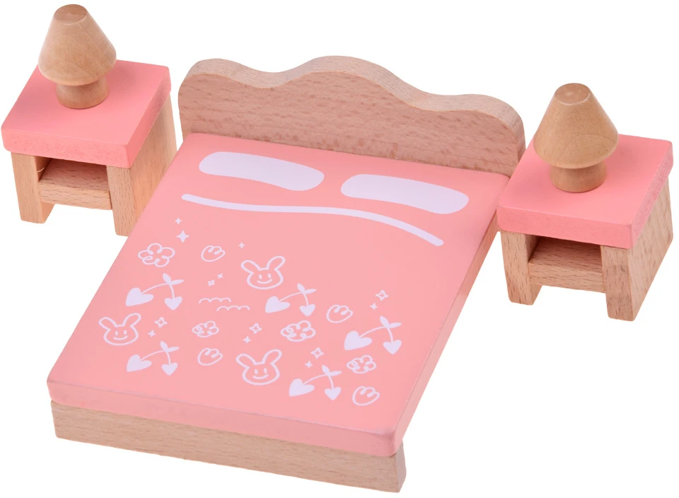 Jokomisiada Wooden Dollhouse Furniture, 34-Piece Home Furnishing Set ZA6358