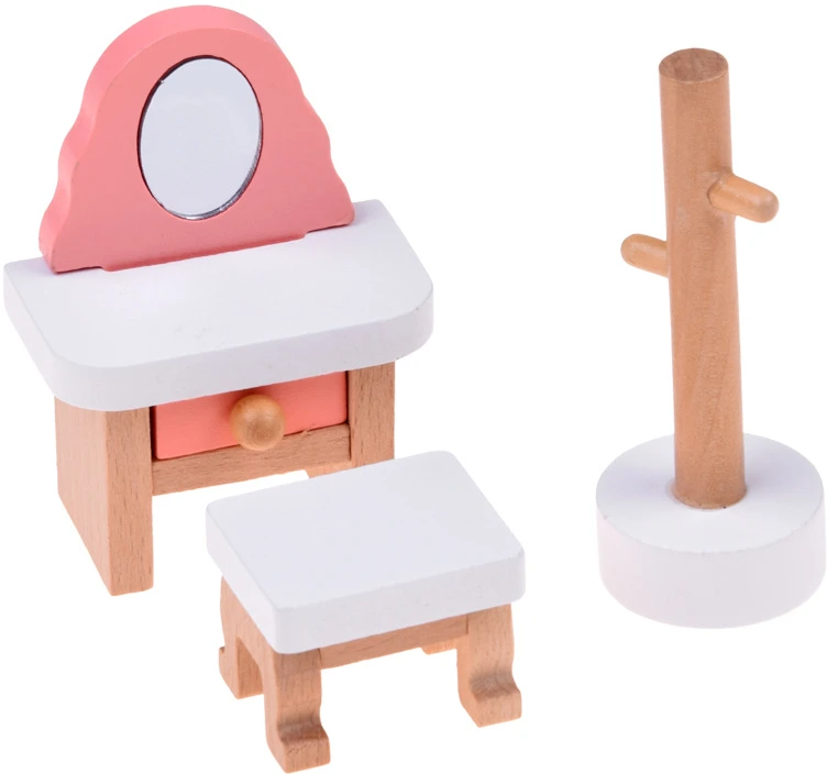 Jokomisiada Wooden Dollhouse Furniture, 34-Piece Home Furnishing Set ZA6358