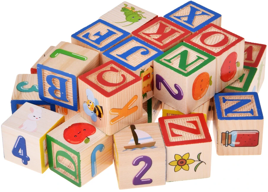 Jokomisiada Medinės lavinamosios kaladėlės – raidės, skaičiai ir paveikslėliai ALPHABET 27vnt. ZA6239