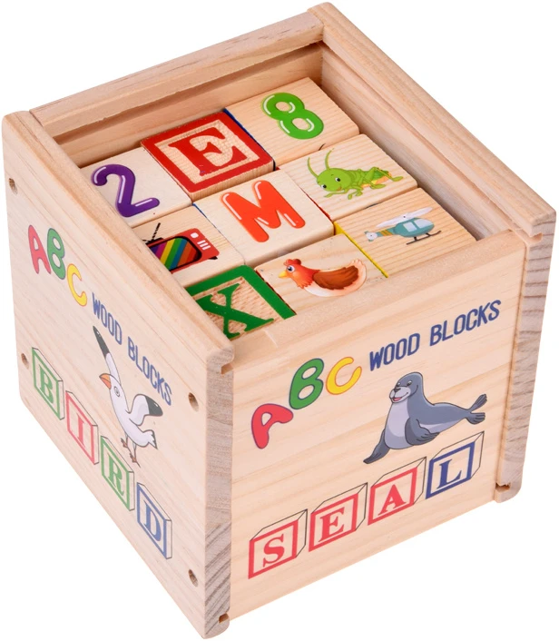 Jokomisiada Medinės lavinamosios kaladėlės – raidės, skaičiai ir paveikslėliai ALPHABET 27vnt. ZA6239