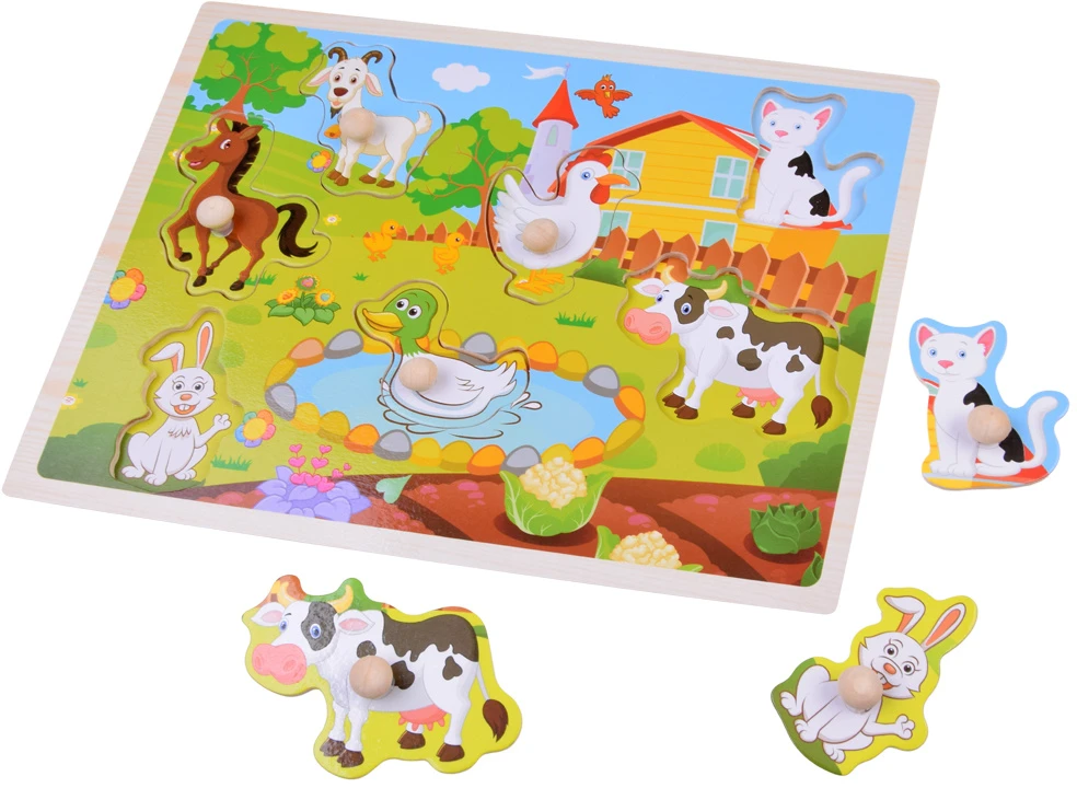 Dėlionė Jokomisiada Wooden Farm Animals Puzzle with Knobs, 7 Pieces ZA6356