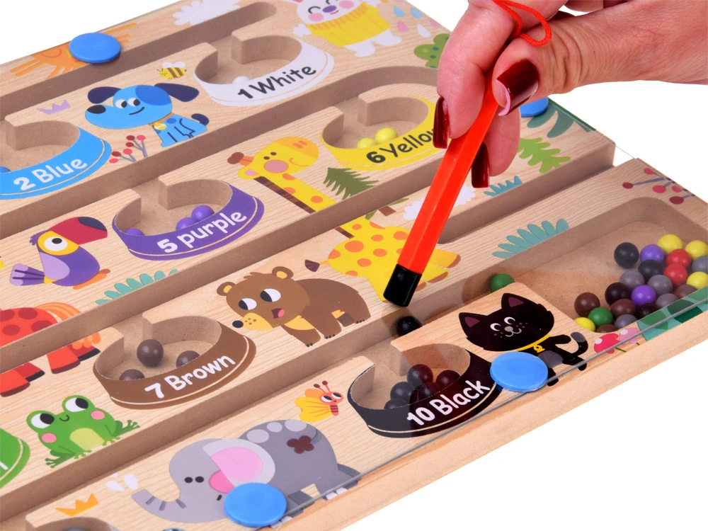 Jokomisiada Medinė magnetinė lenta mokymuisi skaičiuoti ir spalvoms pažinti ZOO MAZE ZA6258