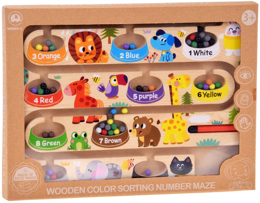 Jokomisiada Medinė magnetinė lenta mokymuisi skaičiuoti ir spalvoms pažinti ZOO MAZE ZA6258