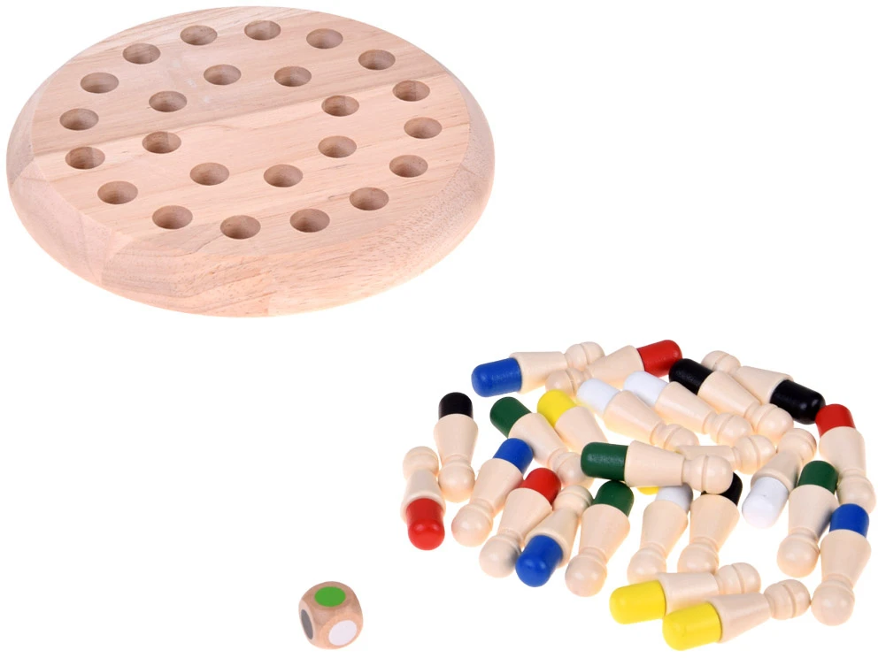 Jokomisiada Wooden memory game - roll the dice and choose a colored piece GR0840