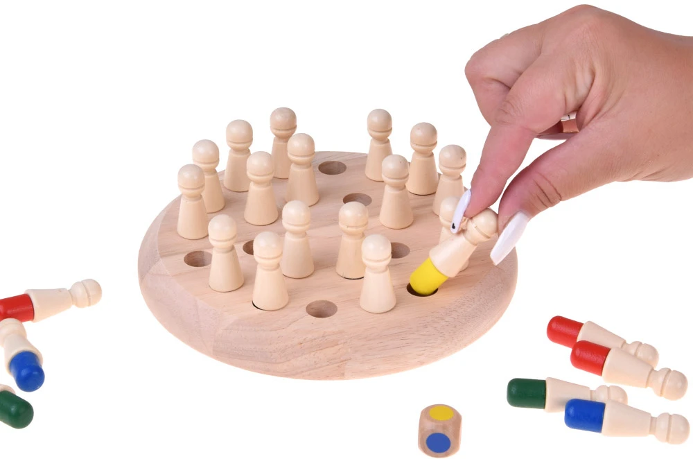 Jokomisiada Wooden memory game - roll the dice and choose a colored piece GR0840