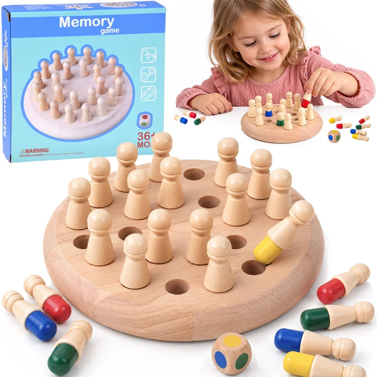 Jokomisiada Wooden memory game - roll the dice and choose a colored piece GR0840