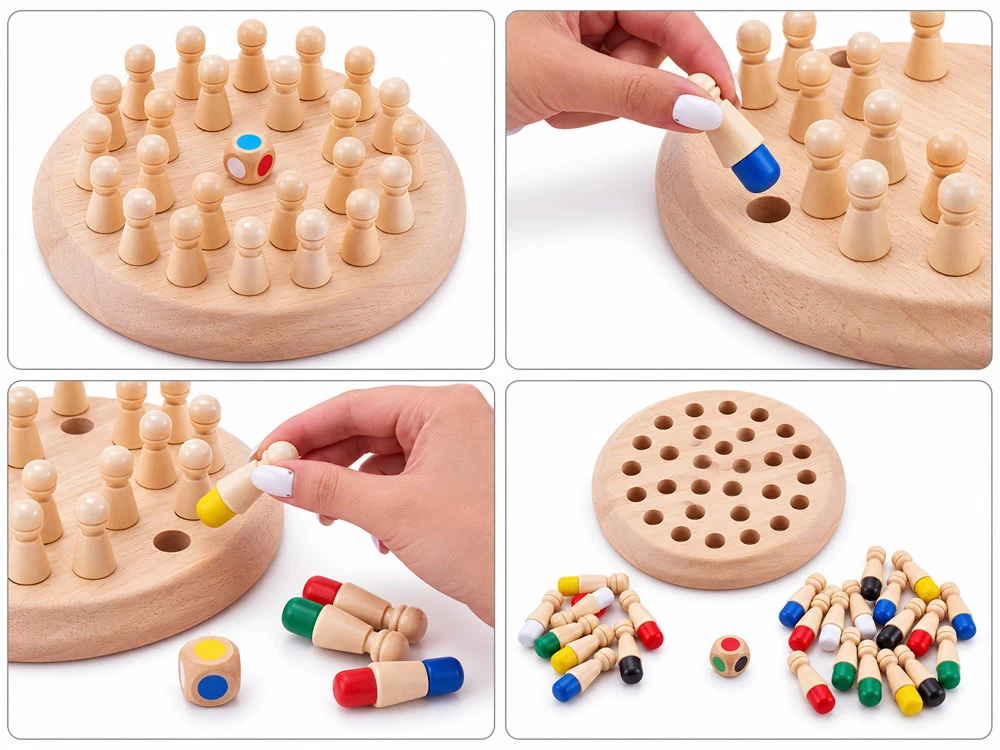 Jokomisiada Wooden memory game - roll the dice and choose a colored piece GR0840