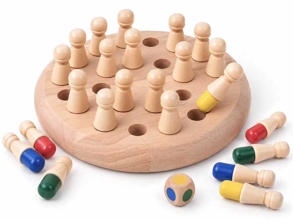 Jokomisiada Wooden memory game - roll the dice and choose a colored piece GR0840