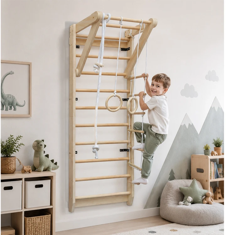 Jokomisiada Wooden playground for HOME - climbing frame + hanging elements SP0873