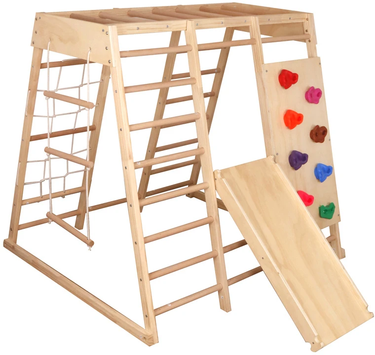 Jokomisiada Wooden playground HOME 6 in 1 Slide Ladders Wall SP0875