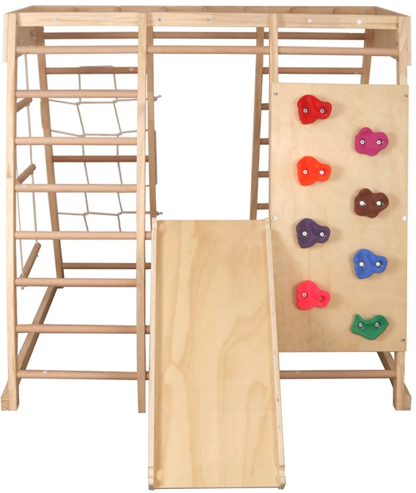 Jokomisiada Wooden playground HOME 6 in 1 Slide Ladders Wall SP0875