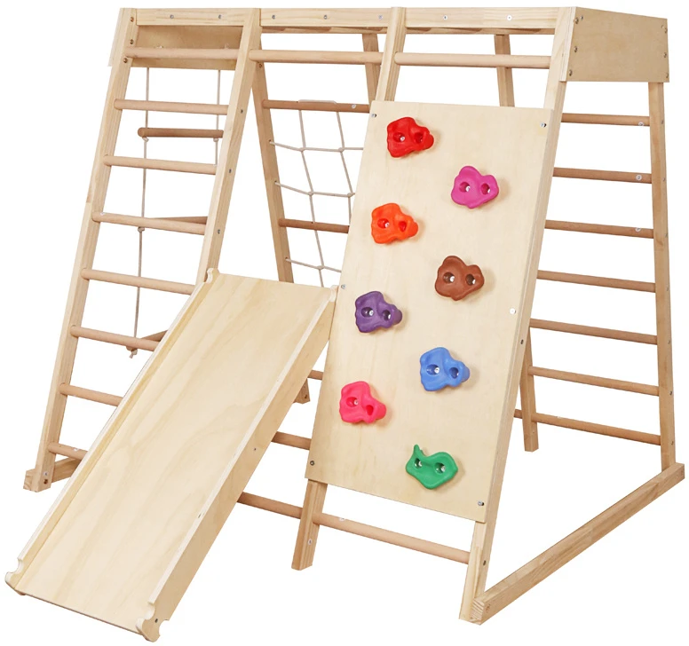 Jokomisiada Wooden playground HOME 6 in 1 Slide Ladders Wall SP0875